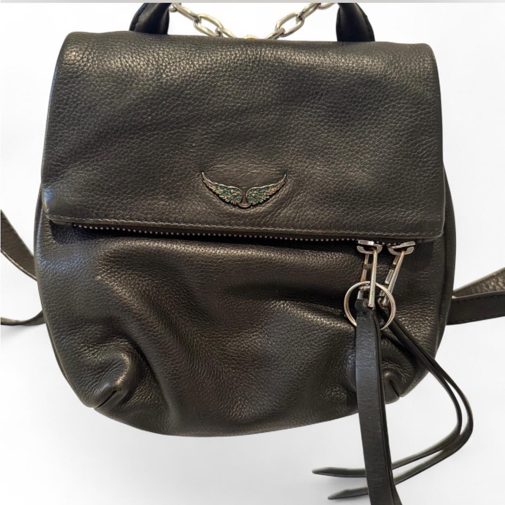 Zadig & Voltaire - F/W19 ‘Romy mini Backpack’ black soft leather & angel wings.